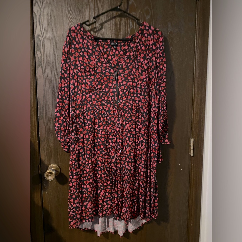 Torrid quarter zip heart print dress size 1